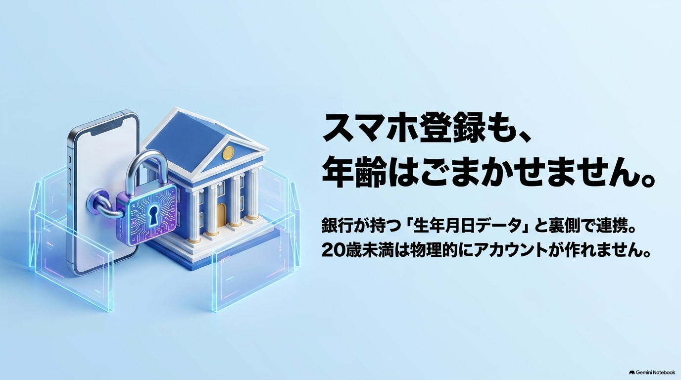 スマホからのネット投票登録時は、銀行の生年月日データと連携して20歳未満を弾く強固な仕組み