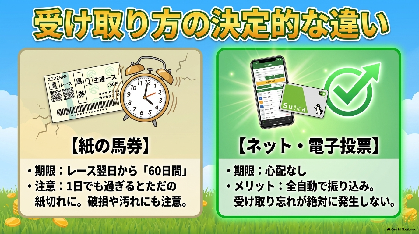 競馬の利益は一時所得として扱われ、大量のハズレ馬券は経費にならず、当たり馬券の代金のみが経費として認められることを示す図