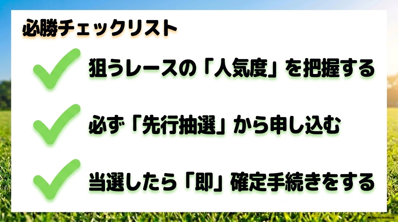 G1指定席を勝ち取るための重要ポイントをまとめた必勝チェックリスト