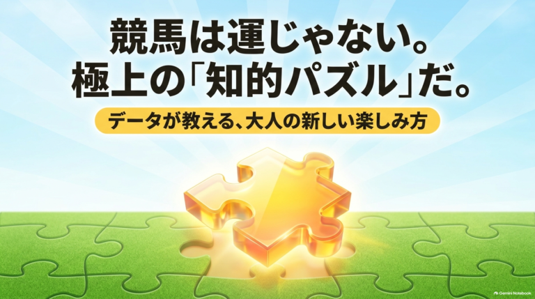 競馬は運任せのギャンブルではなく極上の知的パズルであるというコンセプトを示す、データが教える大人の新しい楽しみ方の表紙画像